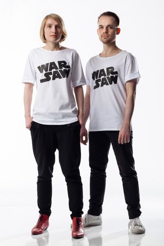 WARSAW T-shirt prints by Maciej Ratajski on custom made T-shirts designed in collaboration with Polish fashion designer, Zofia Chylak. Photo: Piotr Ratajski (2012).