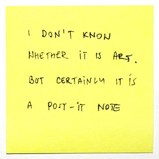 Inscription on a Post-it note — a tribute to Edward Krasiński