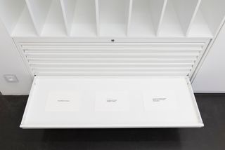 Sentences For Sale exhibition view at Kasia Michalski Gallery during The Drawers vol. 2 exhibition (2016). Photo: Jan Domicz.