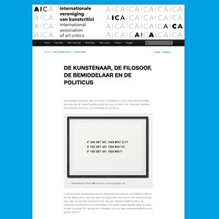 If This Isn’t Art (2010) promoting De kunstenaar, de filosoof, de bemiddelaar en de politicus [Artist, Philosopher, Medicator and Politician] symposium organised by Nederlands Genootschap voor Esthetica [Dutch Society for Aesthetics] in Van Abbemuseum in Eindhoven