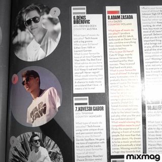 Adam Zasada, burn studios residency winner in Mixmag wearing WARSAW T-shirt (2012).